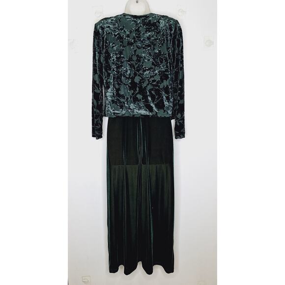 VTG 90s Rabbit Rabbit Burnout Velvet Dress Jacket Set 8 Maxi Whimsygoth Cottage - Picture 14 of 15